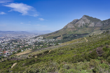 Fototapeta na wymiar View of Cape Town from top of Table Mountain, South Africa