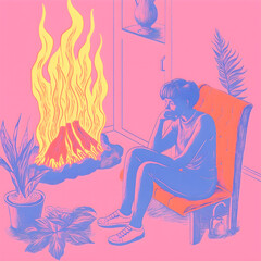 Artistic Exploration of Mental Health: Risograph Illustration on Anxiety and Depression