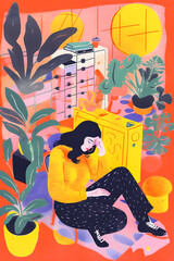 Artistic Exploration of Mental Health: Risograph Illustration on Anxiety and Depression