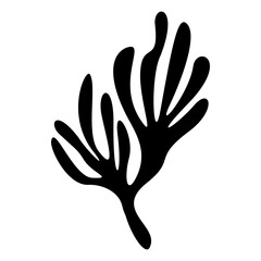 Black silhouette of a ocean plant. Clipart.
