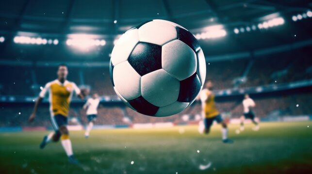 Kick into Action: The Intense Power of a Soccer Striker Ready to Score, generative ai