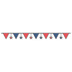 flag decoration and hanging stars for american independent day celebration