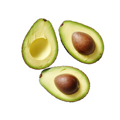 fresh avocado with clipping path isolated on white background generated by AI, png file