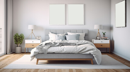 Generative ai illustration of a scandinavian minimalist bedroom