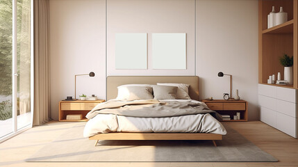 Generative ai illustration of a scandinavian minimalist bedroom
