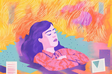 Anxiety and Depression Unveiled: Powerful Risograph Illustration on Mental Health