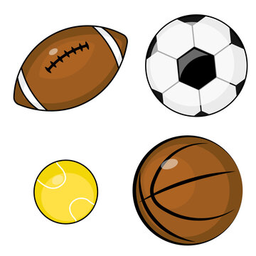 set of sports balls isolated on white