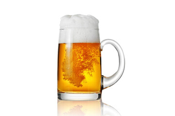 Beer mug with foam mockup isolated on white background.3d rendering.