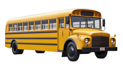 School bus isolated on transparent background. Generative AI