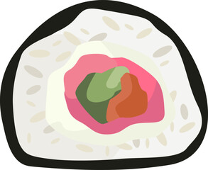 roll with nori and tuna vector illustration