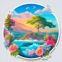 Sticker tropical nature t-shirt art graphic generated AI