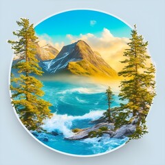 Sticker Canadian or US nature t-shirt art graphic generated AI
