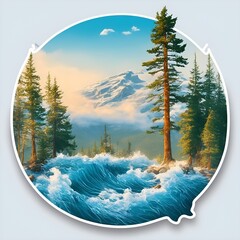 Sticker Canadian nature t-shirt art graphic generated AI