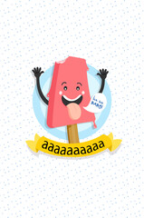 Fototapeta premium ice cream illustration, ice ice baby, baby, hot, happy slogan