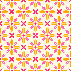 Retro geometric flower seamless pattern background.