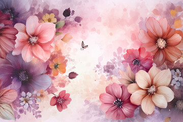 beautiful flowers background, pastel, pink, purple, garden, nature, plants, floral design, background, wallpaper