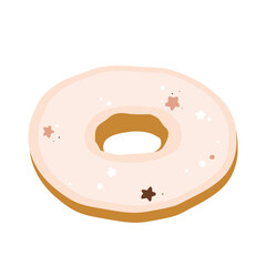 Cute Donut with stars decoration. Donut universe, vector isolated illustration