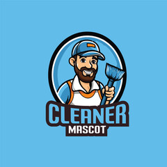 Cleaner Mascot Logo Design Cleaning Service Logo