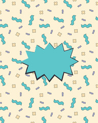 A template for a notebook, a notebook of the 90s on a bright multicolored Memphis-style background. Vector template for covers, banners, screensavers for your phone. Abstract background.