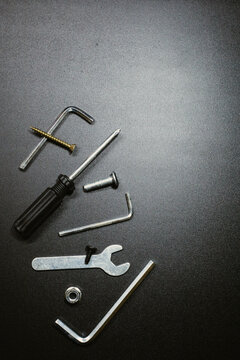 Hand tools on black background, stock image
