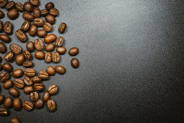 Coffee beans on black background 