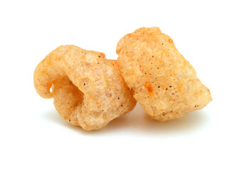 pork rinds on isolated white background