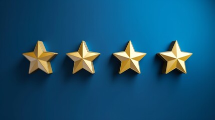 Five stars on a blue background. Rating evaluation concept. High satisfaction. Good reputation. Popularity rating of restaurants, hotels or mobile applications. Highest score. generative ai