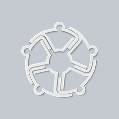 Unified Synergy White Paper Effect Teamwork Vector Illustration Icon logo, ideal visual representation for team building, project management, leadership, and workplace dynamics.