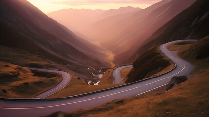 Fototapeta na wymiar AI generated: Serpentine Winding Road Through Majestic Mountain Landscape