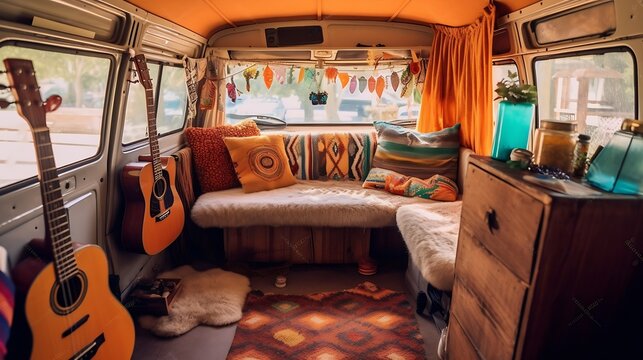 AI generated: Steaming Cup of Coffee in a Van Life Campervan Embracing the Slow Life
