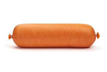 Boiled pork sausage, isolated on white background.