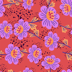 Simple chamomile flower seamless pattern. Decorative naive botanical wallpaper. Cute stylized flowers background.