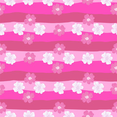 Big bud chamomile flower seamless pattern in simple style. Cute stylized flowers background.