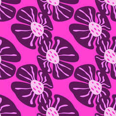 Fototapeta na wymiar Contemporary big bud flower seamless pattern. Cute stylized flowers background.