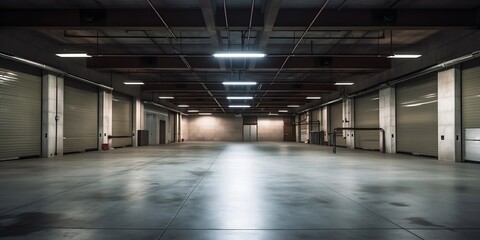 AI generated: Luxurious Photorealistic Parking Garage with Yellow Arrows and Realistic Lighting