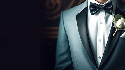 Black Tie Affair: Captivating Style with a Man in Tuxedo and Bow Tie, generative ai