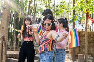 LGBTQIA Asian gay Supporters of the LGBTQ community. people having fun at LGBT pride parade. Gender Spectrum