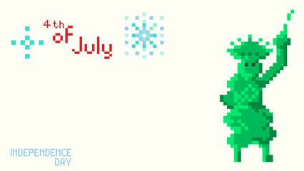 Fototapeta premium Pixel art Design 4th of July independence day
