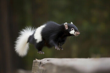 a skunk is jumping