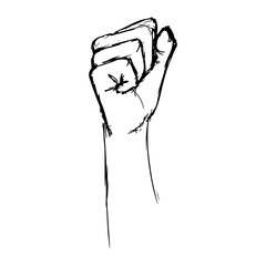 Fist. Vector illustration. Isolated on white. Hand-drawn style.