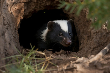 a skunk in a hole