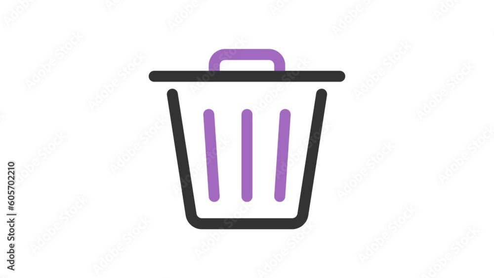 Poster trash, web interface animated icon on white background.
