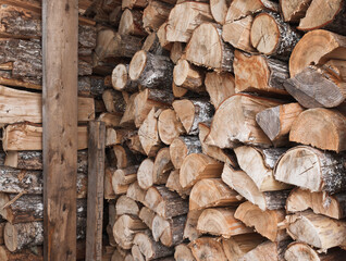 Split and stacked firewood ready for burning