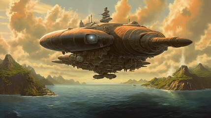 Naklejka na ściany i meble Unidentified flying object - UFO. Sci-fi concept image of ufology and life outside planet earth.