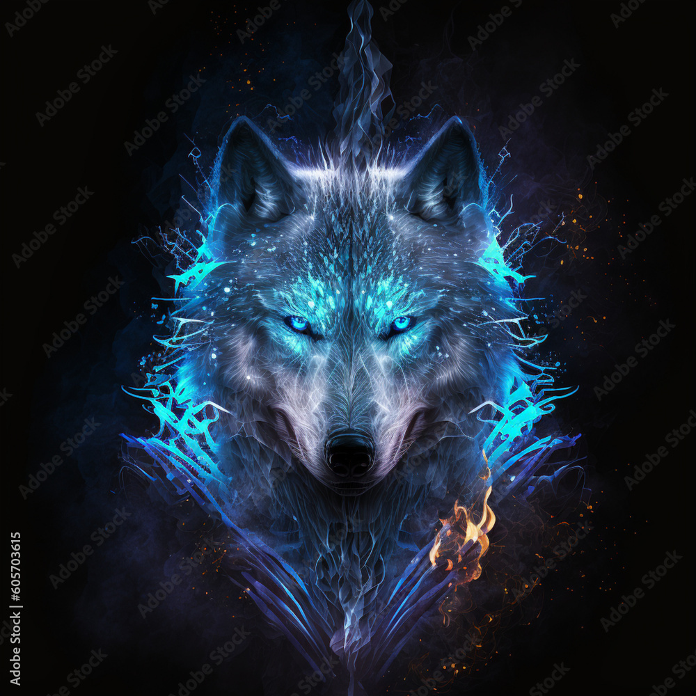 Wall mural wolf in the night