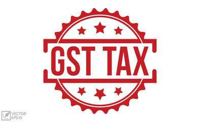 GST tax Red Rubber Stamp vector design.