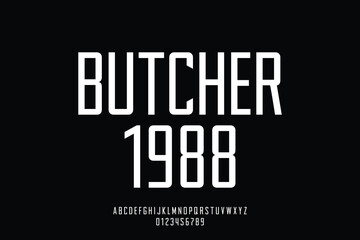 Strong condensed hipster style font vector illustration. Creative clean classic alphabet typeface