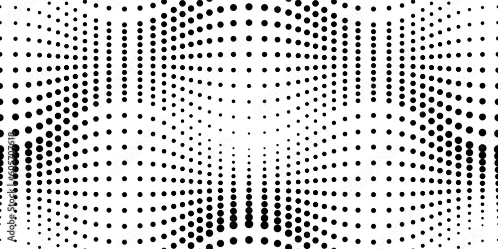 Poster polkadot halftone wavy seamless pattern. abstract graphic vector background with poka dots. wallpape