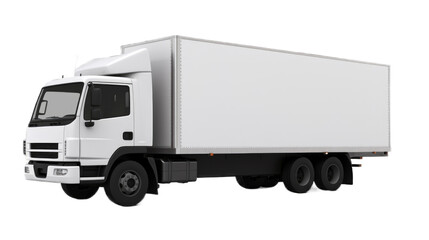 Box truck isolated on transparent background. Generative AI