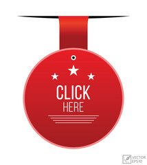 Click here banner design. Click here icon. Flat style vector illustration.